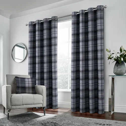Vista 23 de always4u - Cortinas de cuadros beige con ojales, aspecto de lana, modernas para sala de estar y dormitorio, decoración del hogar, cortinas a