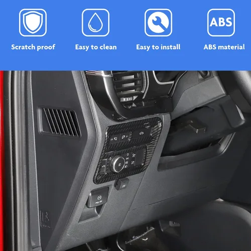 Vista 4 de Jimen Para 2021+ F150 Panel de control del panel de control del marco de la cubierta compatible con Ford F150 2021-2023 (grano de fibra de carbono)