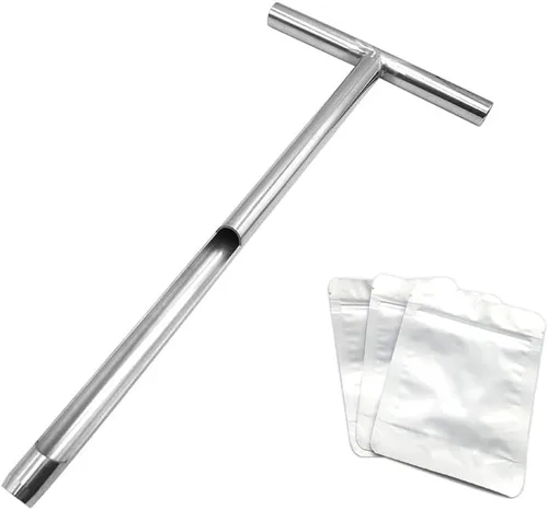 Vista 8 de Sonda de muestra de suelo de 12 pulgadas con bolsas de muestreo de suelo reutilizables, kit de prueba de suelo con mango estilo T de acero