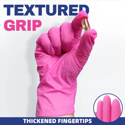 Vista 3 de Beastek Nitrile Disposable Exam Gloves, 4Mil 100Ct Powder-Free Latex-Free Food-Safe for Cooking Medical Esthetician, Hot Pink