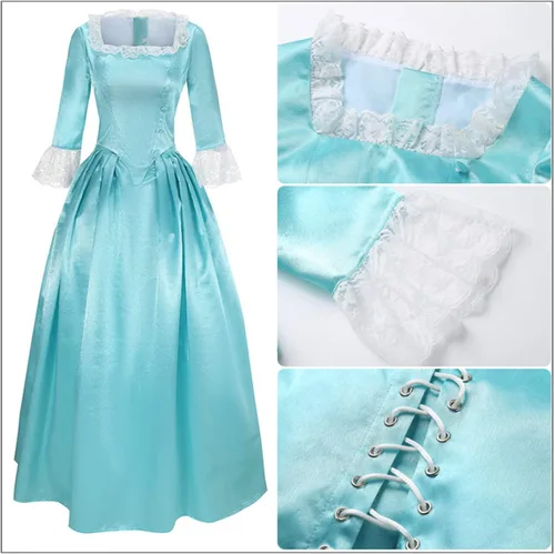 Vista 7 de Weixu Colonial - Disfraz de princesa para mujer, vestido victoriano de regencia para cosplay