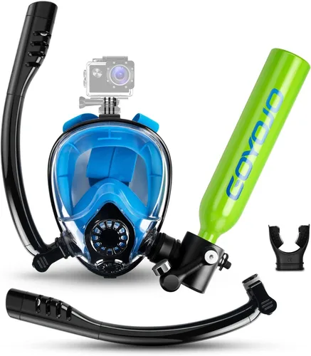 Vista 10 de GOYOJO Mini tanque de buceo de 1L con máscara – Tanque de aire de buceo portátil certificado DOT, presión máxima de 3000 PSI, botella pony