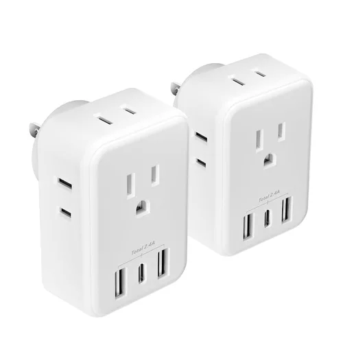Vista 10 de BN-LINK Extensor de toma de corriente múltiple con 8 tomas, 3 puertos USB (1 USB C), protector de sobretensiones de 800 julios, divisor de enchufe
