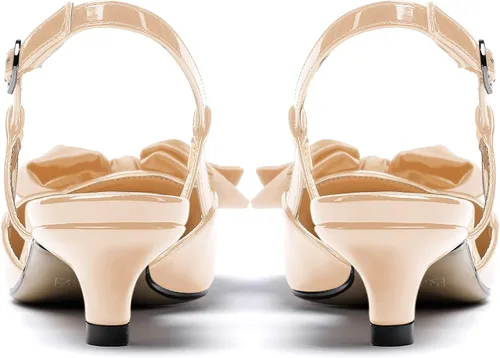 Vista 4 de WAYDERNS Zapatos de tacón bajo con hebilla y lazo de satén para mujer, patente y patente, tacón bajo, 1.5 pulgadas