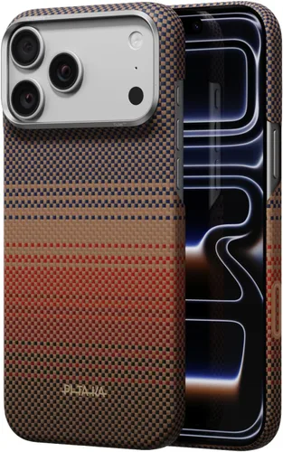 Vista 34 de pitaka Funda para iPhone Pro de 6.3" con sensación sin funda, azul abismo Abyss Blue (Argyle)