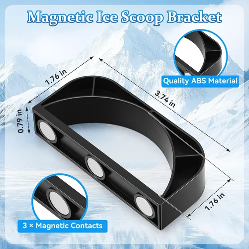 Vista 4 de Cuchara de hielo con soporte magnético compatible con máquinas de hielo GE Opal 2.0, cuchara de aleación de acero inoxidable de bajo carbono de 9