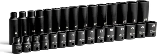 Vista 10 de Capri Tools Juego de llaves de vaso de impacto poco profundas, semiprofundas y profundas, métricas, 8 a 0.866 in, 45 piezas