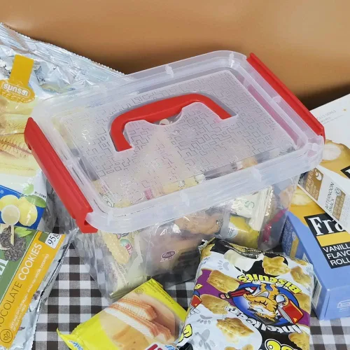 Vista 4 de Kiddream Caja de plástico pequeña de 3 cuartos de galón, contenedores de almacenamiento con tapas, juego de 6