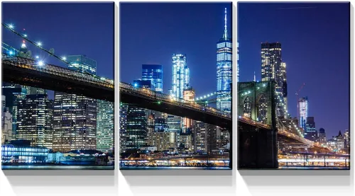 Vista 14 de Denozer - Lienzo decorativo para pared de 3 piezas - Paisaje con paisaje urbano, arte de puente, arte de pared para sala de estar, decoración