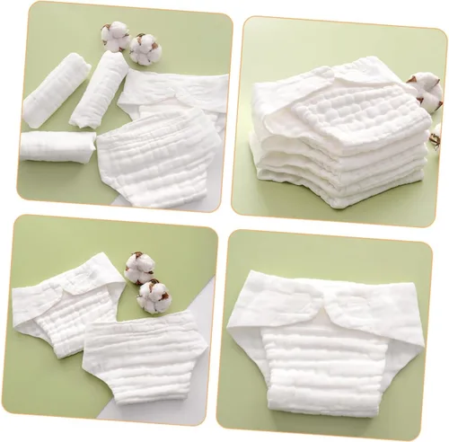 Vista 9 de Pañales reutilizables para bebé, juego de 5 piezas, insertos de pañales de algodón, material suave y suave para un ajuste cómodo