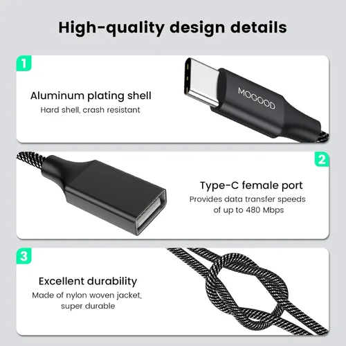 Vista 6 de MOGOOD Divisor USB C a USB, adaptador OTG tipo C a USB 2.0 dual, transferencia de datos de 480 Mbps, compatible con MacBook Pro, iPad Air, Surface
