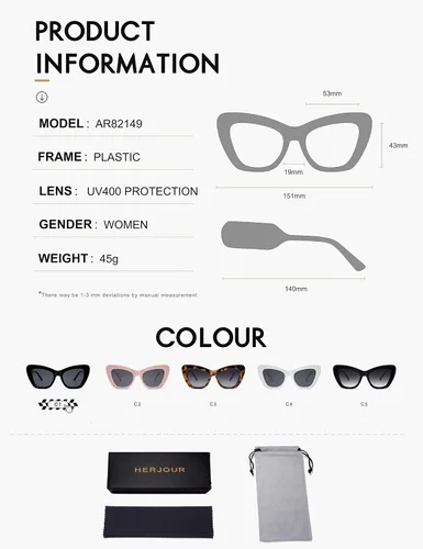 Vista 5 de HERJOUR Gafas de sol de gran tamaño de ojo de gato para mujer, moda grande, ojo de gato para mujer, gafas de sol AR82149