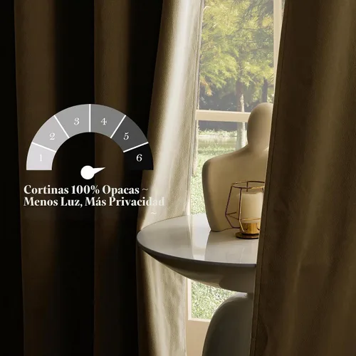 Vista 4 de NICETOWN Cortinas 100% opacas de terciopelo beige de 90 pulgadas de largo para dormitorio y sala de estar, amortiguación de sonido, oscurecimiento