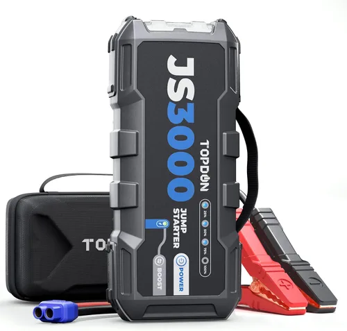 Vista 9 de TOPDON Cargador de batería de coche, arrancador de batería de pico de 2000 A para motores diesel de hasta 8 L/6 L, paquete de arranque de batería
