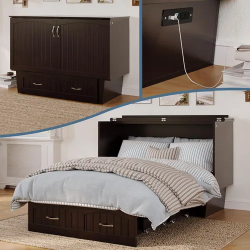Vista 24 de Atlantic Furniture Nantucket Murphy - Cómoda de cama con estación de carga y colchón, individual, expreso, modelo: AC592141 Espresso