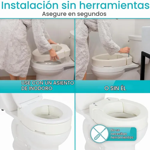 Vista 6 de Vive Asiento de inodoro elevado (alargado, añade 3.5 pulgadas) – Elevador y extensor de asiento de inodoro elevado para personas mayores