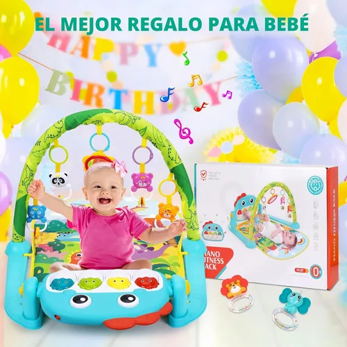 Vista 6 de UMIKU Alfombrillas de Gimnasio de Juego para Bebé Tapete para el Tiempo Boca Abajo Centro de Actividades Musicales para Bebés Recién Nacidos Piano