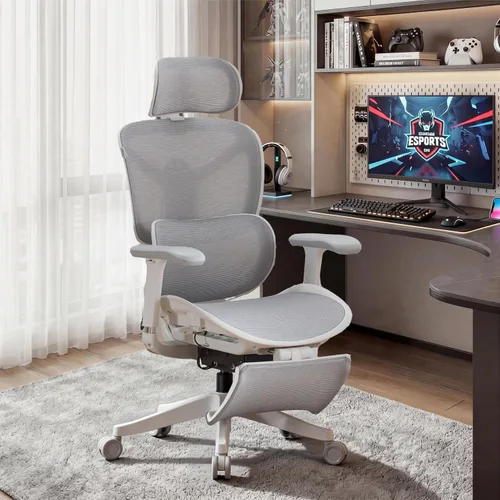 Vista 10 de WELAX S9 Silla de oficina ergonómica de malla con respaldo alto y ruedas silenciosas, soporte lumbar, cómoda, profundidad del asiento y altura