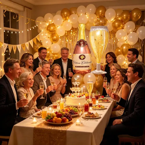 Vista 8 de Globos de botella de vino de champán, 4 piezas de globos de papel de aluminio de copa de champán, globos grandes de mylar de vino para decoración