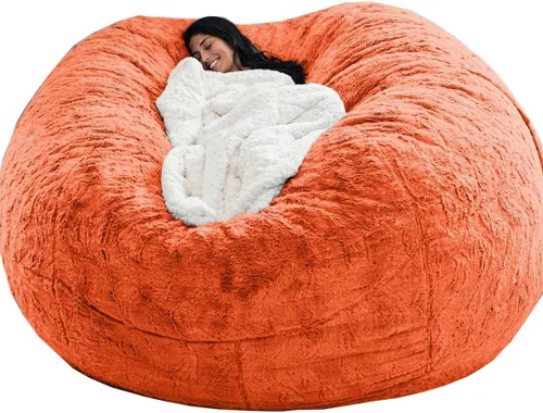 Vista 18 de Funda para silla tipo puf de piel gigante para niños y adultos, (sin relleno), muebles de sala de estar, grande, redondo, suave, esponjoso, de piel