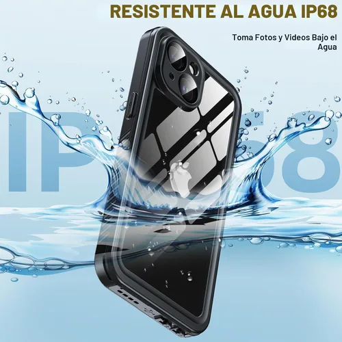 Vista 4 de Funda impermeable para iPhone 15, protector de pantalla de privacidad integrado y protector de pantalla HD [IP68 bajo el agua] a prueba de golpes a