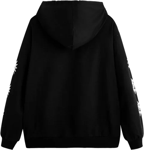 Vista 2 de SweatyRocks Sudadera casual de manga larga con capucha con cordón y bolsillo para mujer