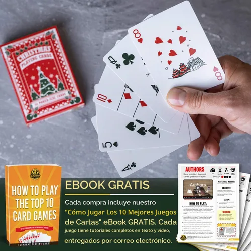Vista 6 de Naipes de Navidad, bonitos diseños para diversión familiar con libro electrónico de juegos de cartas gratis. Gran regalo de relleno de calcetines