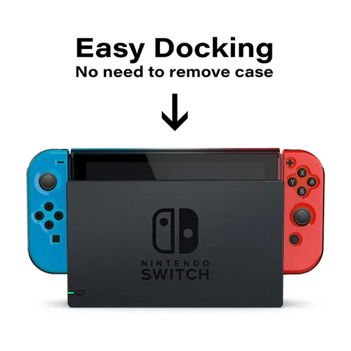 Vista 2 de Nyko Dockable, Thin Hard Portable Travel Carry Shell Protective Case with Tempered Glass Screen Protector for Nintendo Switch (Red & Blue)