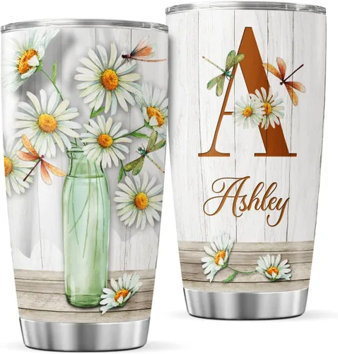 Vista 8 de CUBICER Vaso de café para parejas, taza de viaje floral con tapa, regalos de cumpleaños para mujeres, esposa, novias, adultos, vasos con aislamiento