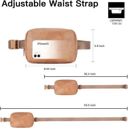 Vista 6 de Telena Riñonera de cuero para mujer, riñoneras de moda para mujer, bolsa cruzada para el cuerpo, Camel marrón