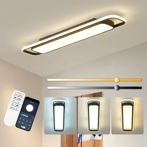 Vista 18 de ORANOOR - Lámpara de techo LED moderna, lámpara de techo de montaje empotrado regulable de 15.7 pulgadas en forma de cuadrado negro con control