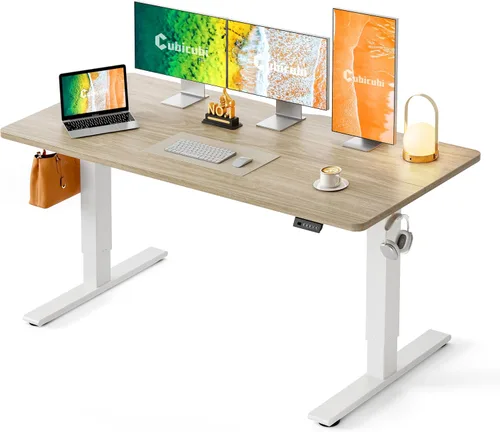 Vista 12 de CubiCubi Escritorio eléctrico de pie de 48 x 30 pulgadas, escritorio de pie ajustable en altura con ajustes preestablecidos de memoria, escritorio