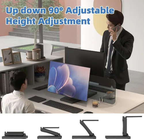 Vista 5 de Soporte de monitor plegable de metal ajustable para pantalla táctil Soporte de escritorio con orificio VESA 2.953x2.953 in y 3.937x3.937 in Todo