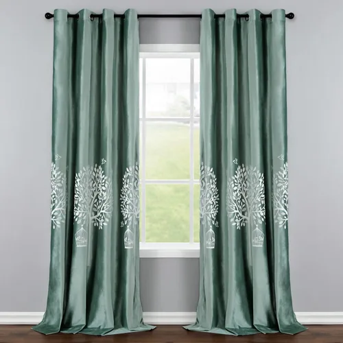 Vista 9 de VOGOL Cortinas traslúcidas blancas de 84 pulgadas de largo, cortinas de gasa ligeras bordadas de árbol para granja, 2 paneles de estilo campestre