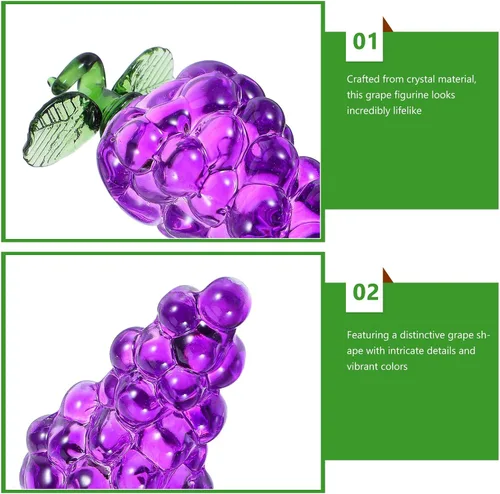 Vista 5 de ABOOFAN - Figura artificial de uva de cristal realista, adorno de mesa, escultura decorativa para el hogar, oficina, escritorio, pisapapeles, 3.54 x