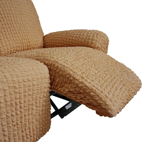 Vista 2 de vctops 4 fundas para sillas reclinables con textura de sirsaca a cuadros, suaves y elásticas, protector de muebles antideslizante con parte inferior
