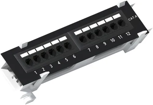 Vista 8 de 1U 12 puertos Cat5E Wallmount Patch Panel, UTP Ethernet Patch Panel con RJ45 Cat5E adaptador Patch Panel