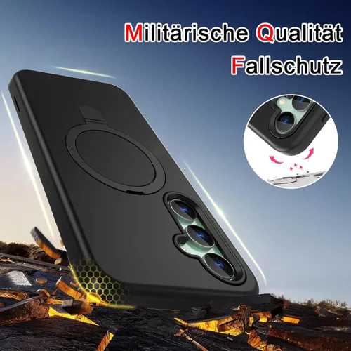 Vista 6 de Funda Magnética Diseñada para Samsung Galaxy S23 FE, con Protector de Pantalla + Protector de Lente de Cámara + Soporte, Funda para Galaxy S23 FE 5G