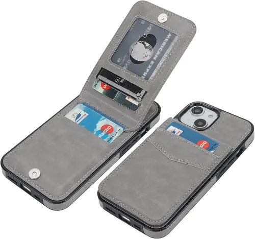 Vista 18 de KIHUWEY Compatible con iPhone 14 Funda Cartera con Soporte para Tarjeta de Crédito, Flip Cuero Premium Cierre Magnético Soporte Funda Protectora