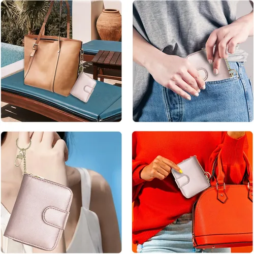 Vista 6 de Beurlike billetera de cuero, con tarjetero con bloqueo RFID, organizador, billetera segura para mujer