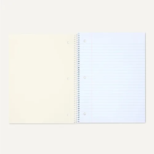 Vista 4 de Amazon Basics Cuaderno de espiral con rayas universitarias, 70 hojas, 7-1/2" x 10-1/2", negro, paquete de 2