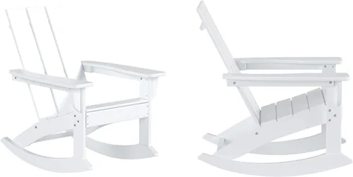 Vista 11 de HDPE Laguna Silla mecedora Adirondack de polietileno para exteriores (juego de 2), color negro