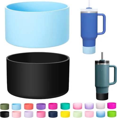Vista 16 de Paquete de 2 botas de silicona para Stanley Cup de 30 oz y 40 onzas, protector inferior antideslizante y reductor de ruido, cubierta base de vaso