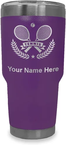 Vista 18 de LaserGram Personalized 20oz Tumbler, Tennis Rackets (Black) Engraved Gift for Tennis Players, Vacuum Insulated Stainless Steel, Laser Engraved
