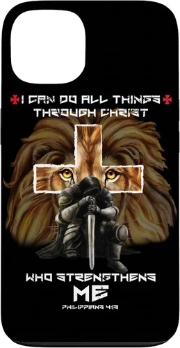 Vista 7 de Fundas para iPhone 11 Christian Phone Cases Men Bible Verse Philippians 4:13 Lion Case