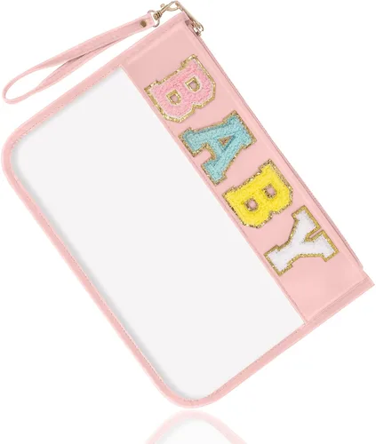Vista 16 de Regalos de Apreciación para Profesores TEACH Bolso de Maquillaje de Chenilla con Letras, Bolso Transparente de PVC con Monograma y Cremallera