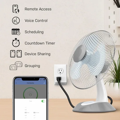 Vista 2 de Feit Electric Enchufe inteligente, enchufe WiFi compatible con Alexa y Google Home, enchufe interior, no requiere concentrador, red de 2.4 GHz