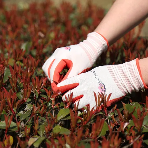 Vista 5 de COOLJOB Guantes de jardinería medianos para mujer, 6 pares y 6 pares de guantes de jardinería grandes para hombres, paquete de paquete