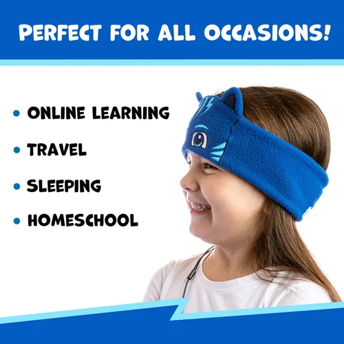Vista 5 de CozyPhones PJ Masks Catboy Auriculares para Niños Sobre la Oreja con Diadema - Volumen Limitado con Altavoces Delgados y Diadema de Vellón Suave