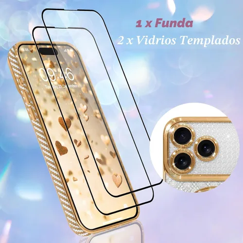 Vista 2 de Bonoma Compatible with iPhone 17 Pro Max Case 2025 Heart Checkered -Gold A cuadros-oro